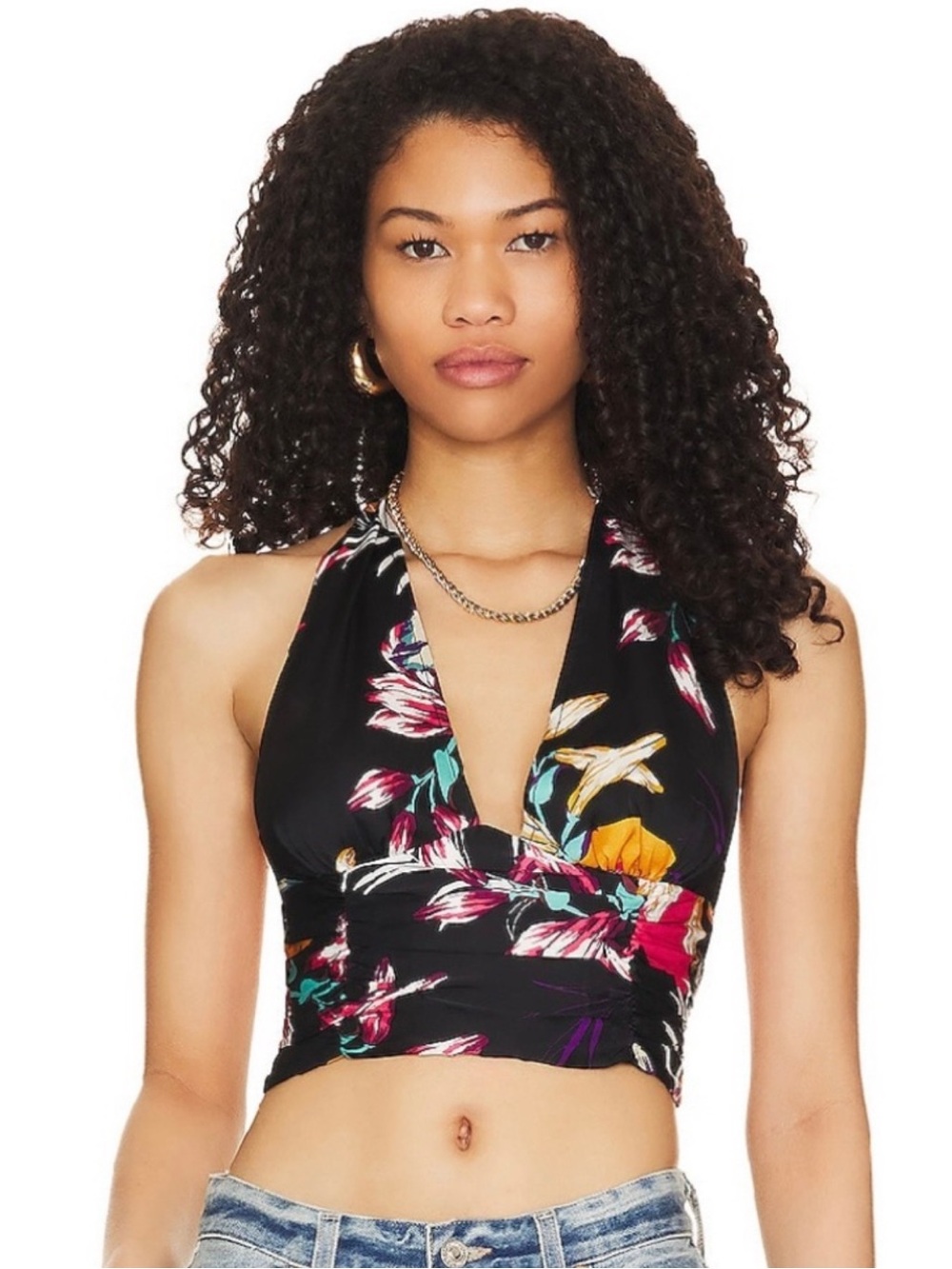 FREE PEOPLE REVOLVE PRINTED HALTER TOP